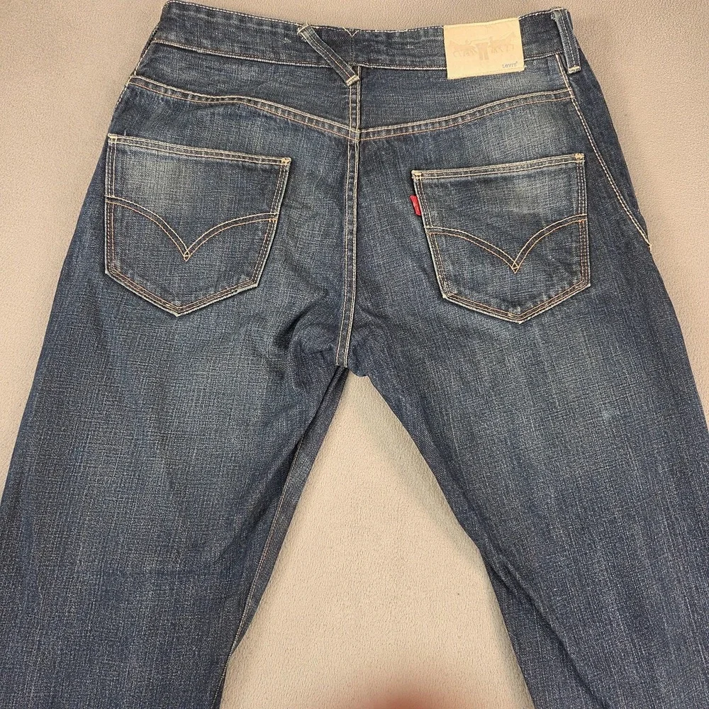 Levi's Jeans Mens Blue Denim Selvedge‎ Straight Leg Two Horse Fits 30x34 Altered